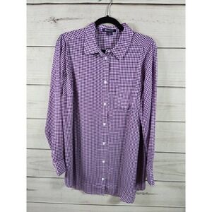 Roaman's Purple Oxford Long Sleeve Check Button Up‎ Shirt Size 16W